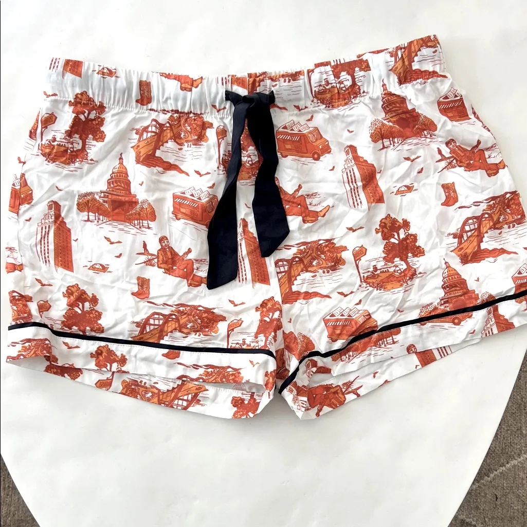 Katie Kime Austin Toile Pajama Shorts in Burnt Orange White Size Small - Image 4