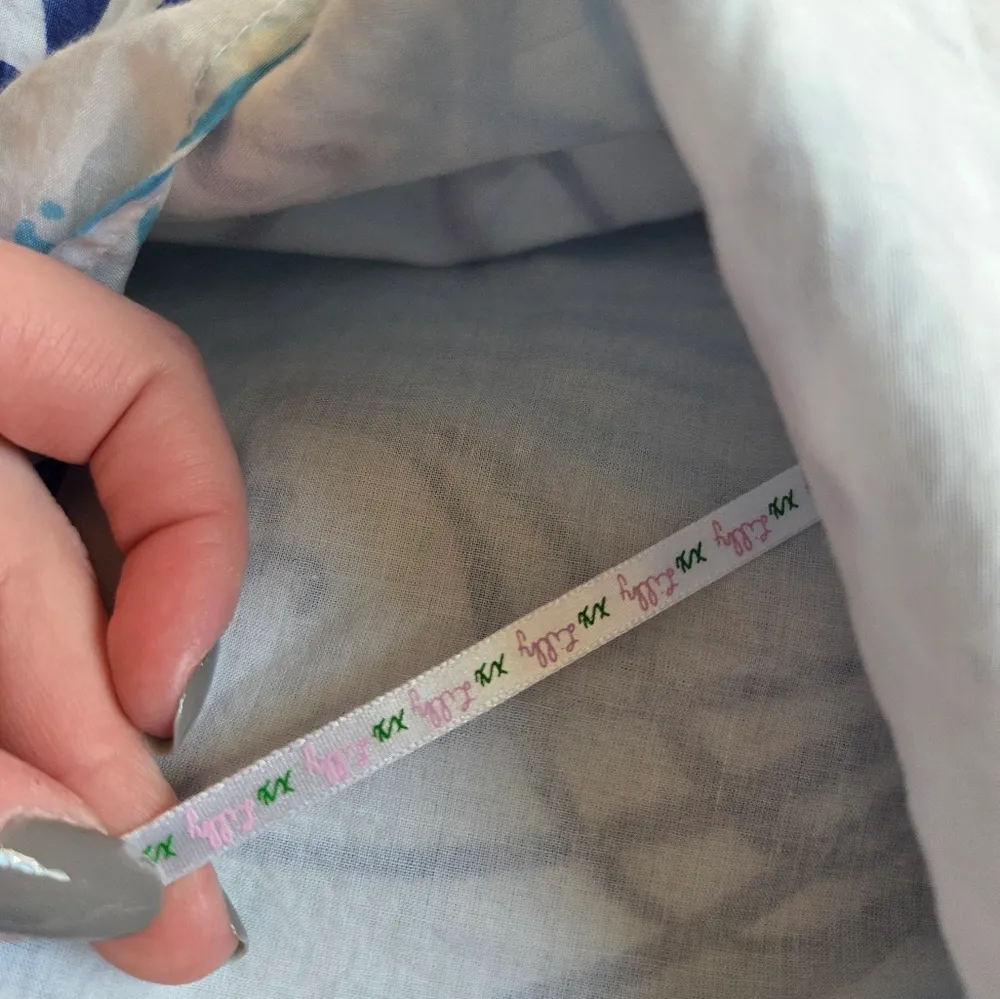 Lilly Pulitzer Blue and White Jellyfish Bell Sleeve Cotton Silk BlendTunic Top - Image 11