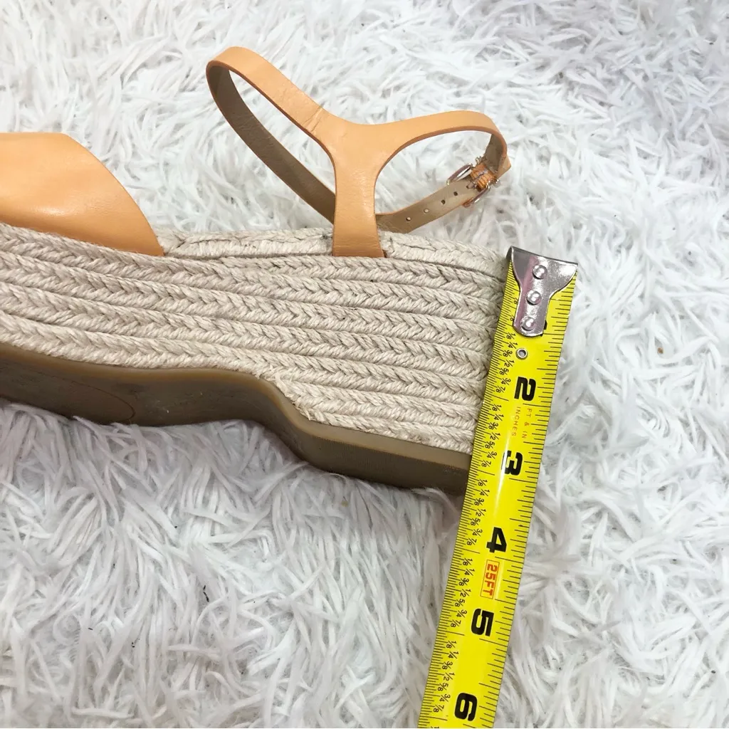 Antonio Melani Cavaaa‎ Leather Espadrille Platform Wedges Pale Peach Tan 7.5 - Image 7