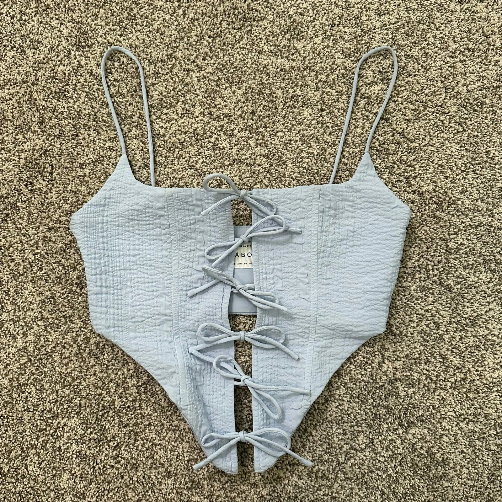 Sabo light blue lace up tie front tank top size M - Image 6