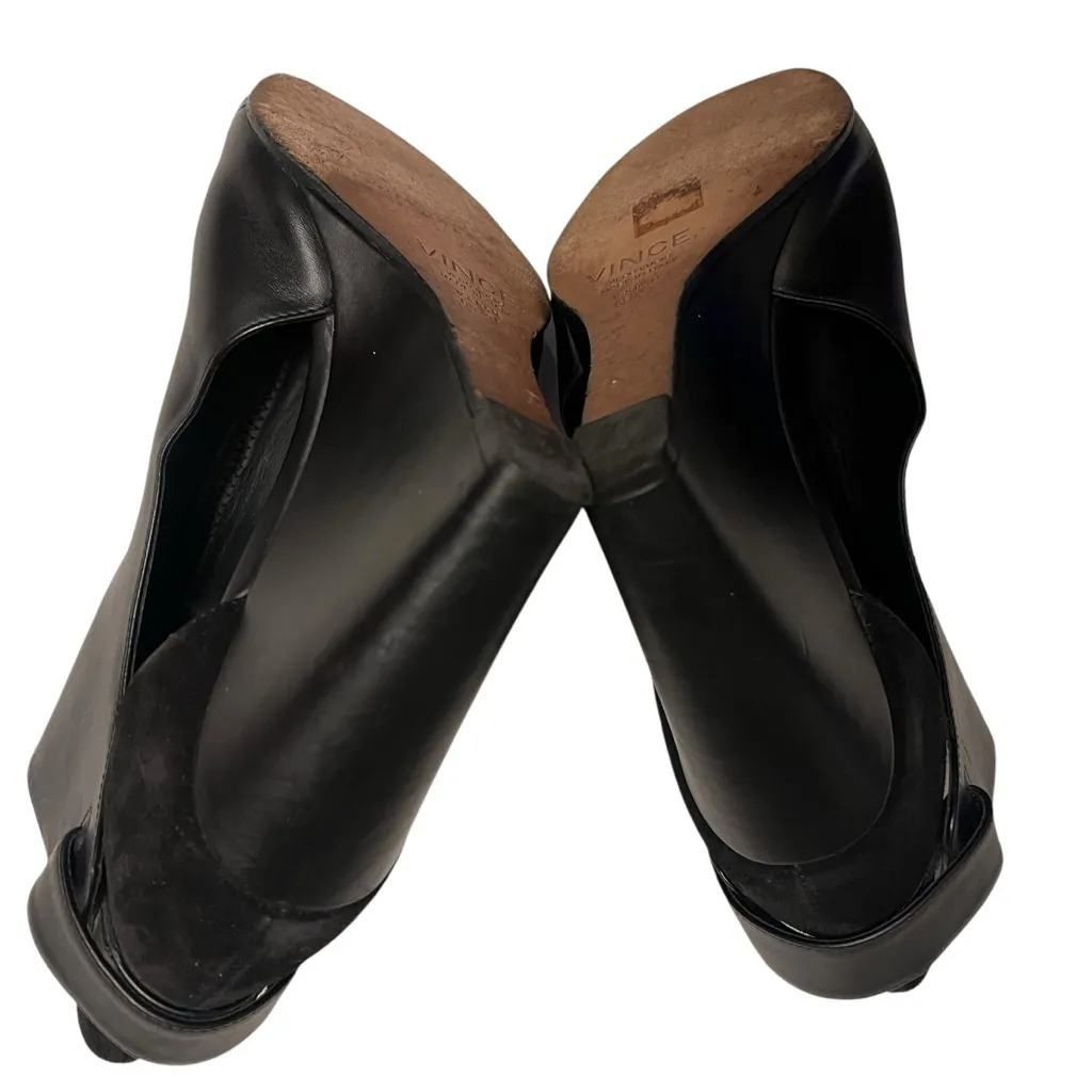 Vince Leather & Suede Cut-Out Katia Peep Toe Wedge Ankle Booties - Image 13