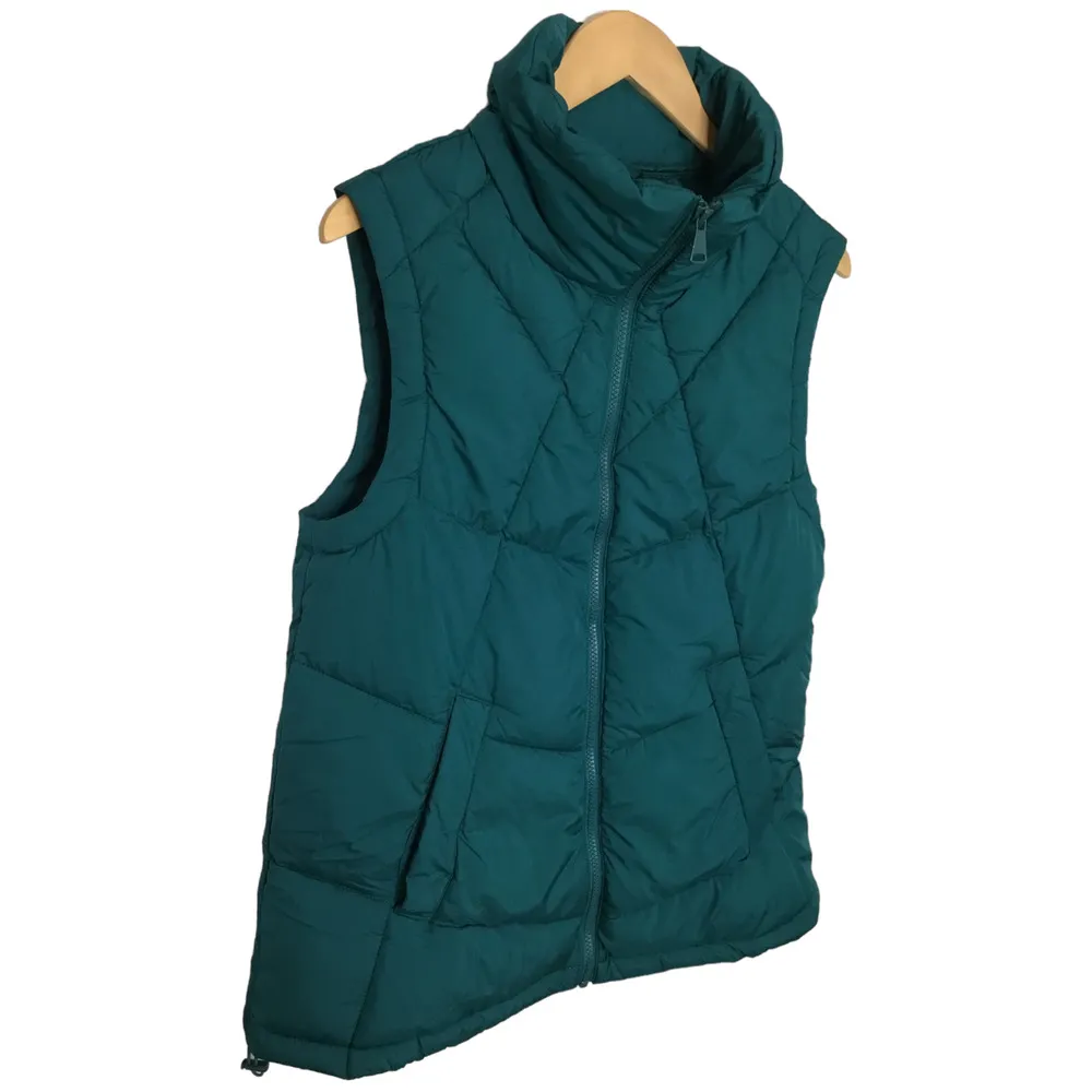 New Nordstrom Puffer Vest Womens XXS Stand Collar Quilted Zip Up Teal Ocean - Image 10