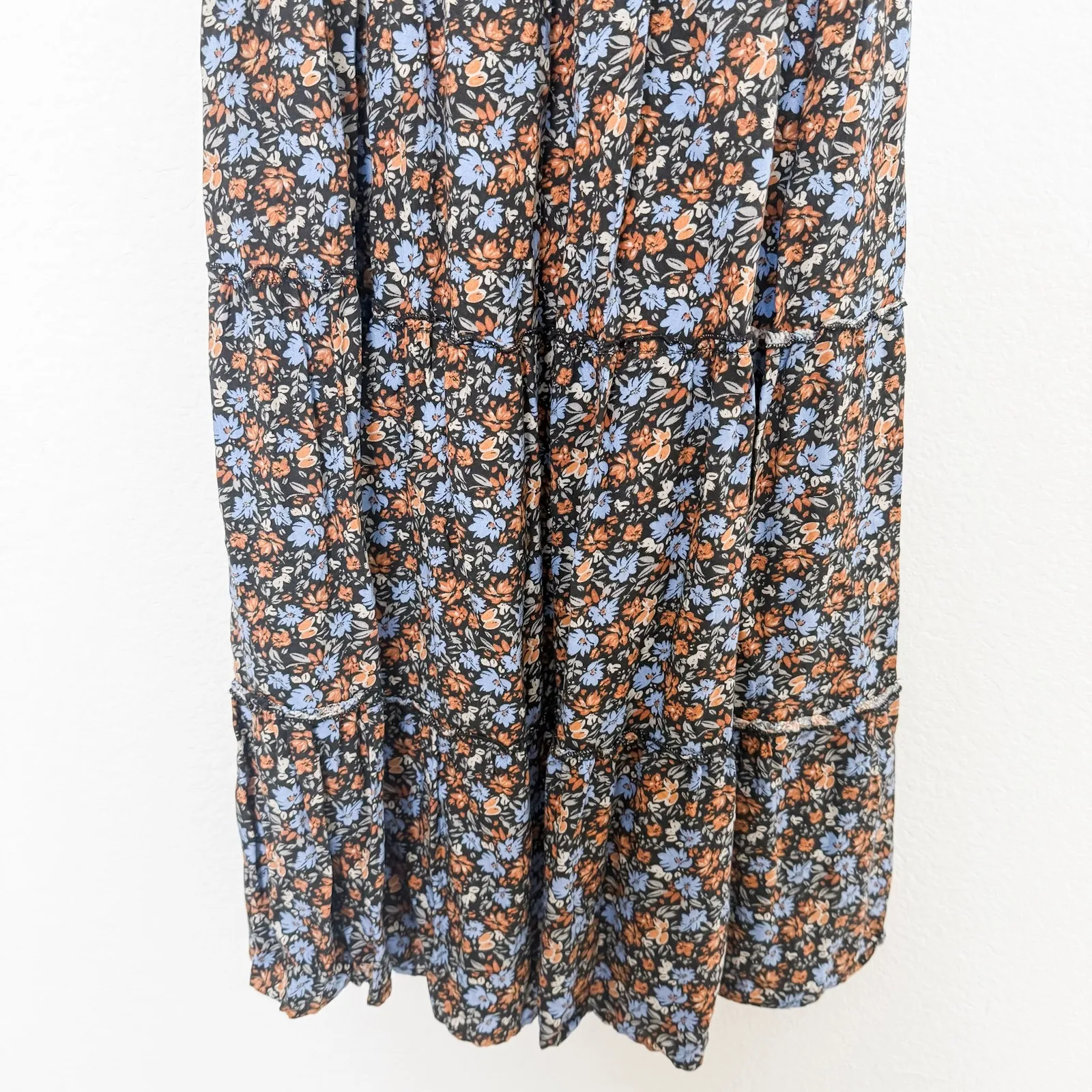 Womens Maxi Skirt Sz S Floral Tiered Boho Cottage Witchy Whimsigoth Fairy Grunge - Image 3