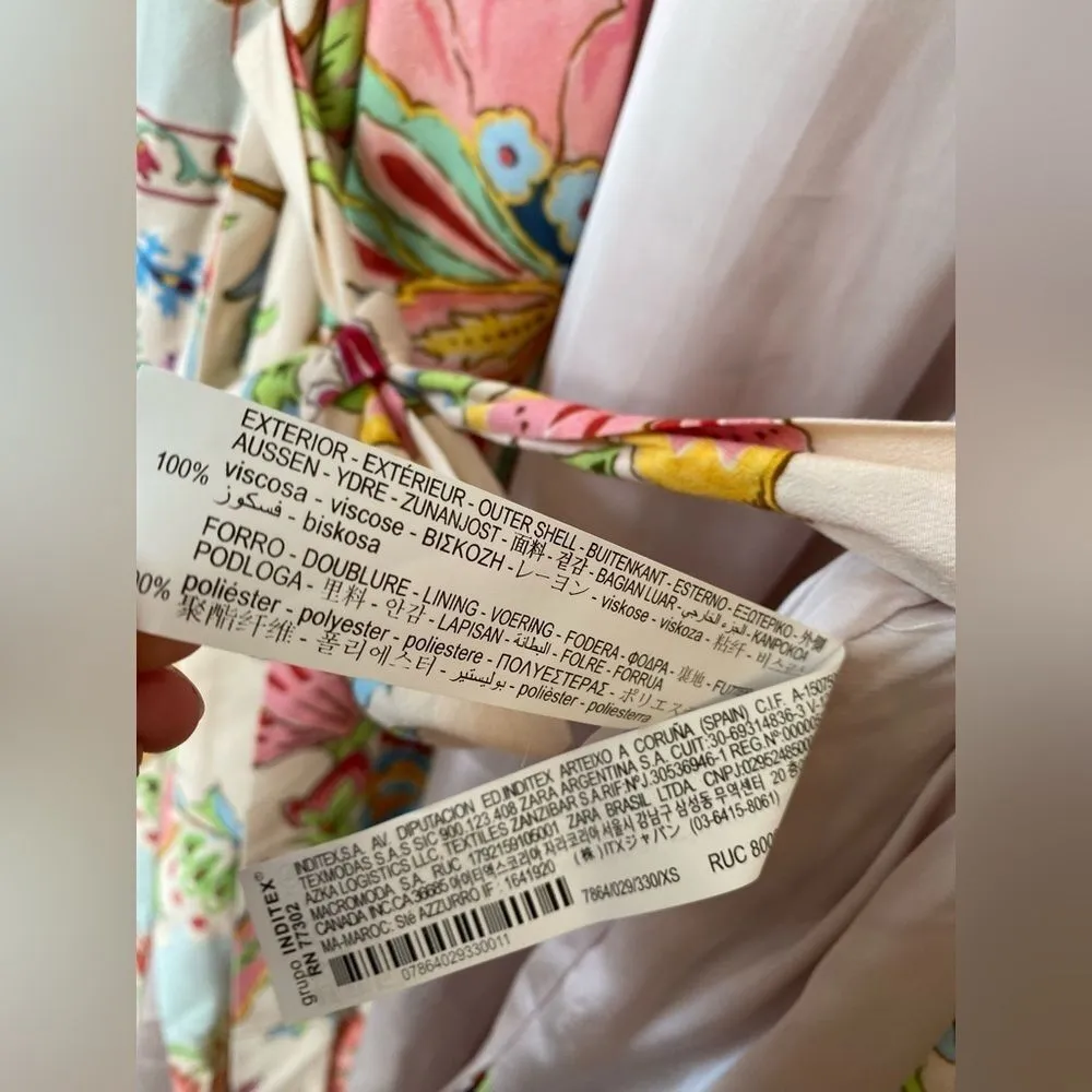 Zara Satin Floral Boho Belted Kimono Robe Dress - Image 8