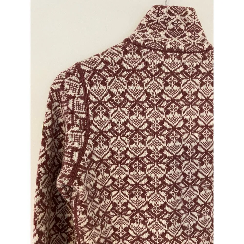 Fjallraven Snow Cardigan Mesa Purple Full Zip 100% Wool Off White EUC S $385 - Image 12