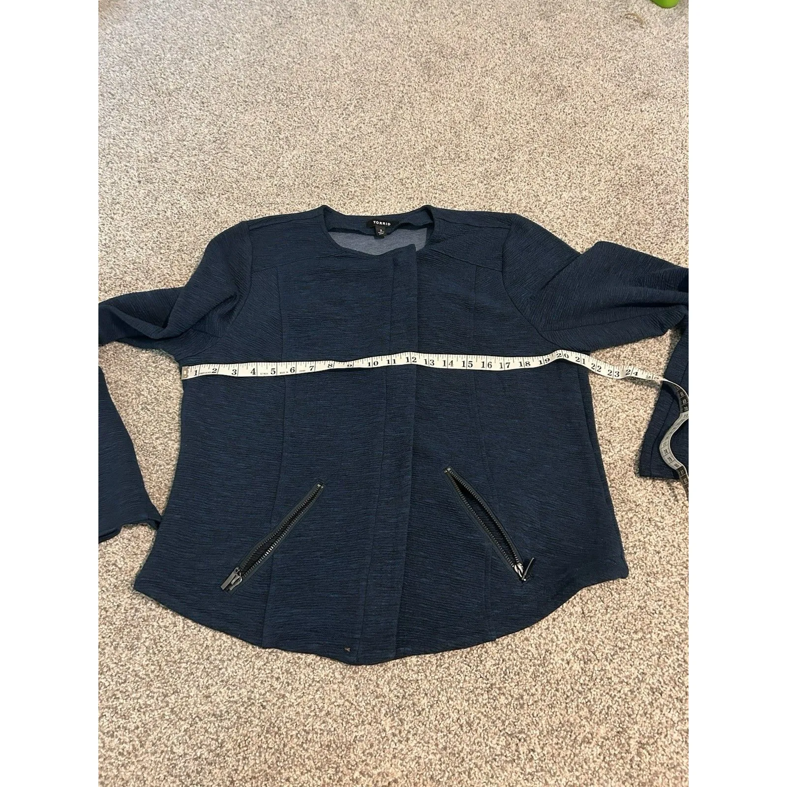 Torrid Size 2 Jacket Textured Knit‎ Teal Green Moto Jacket Stretch 2X - Image 4