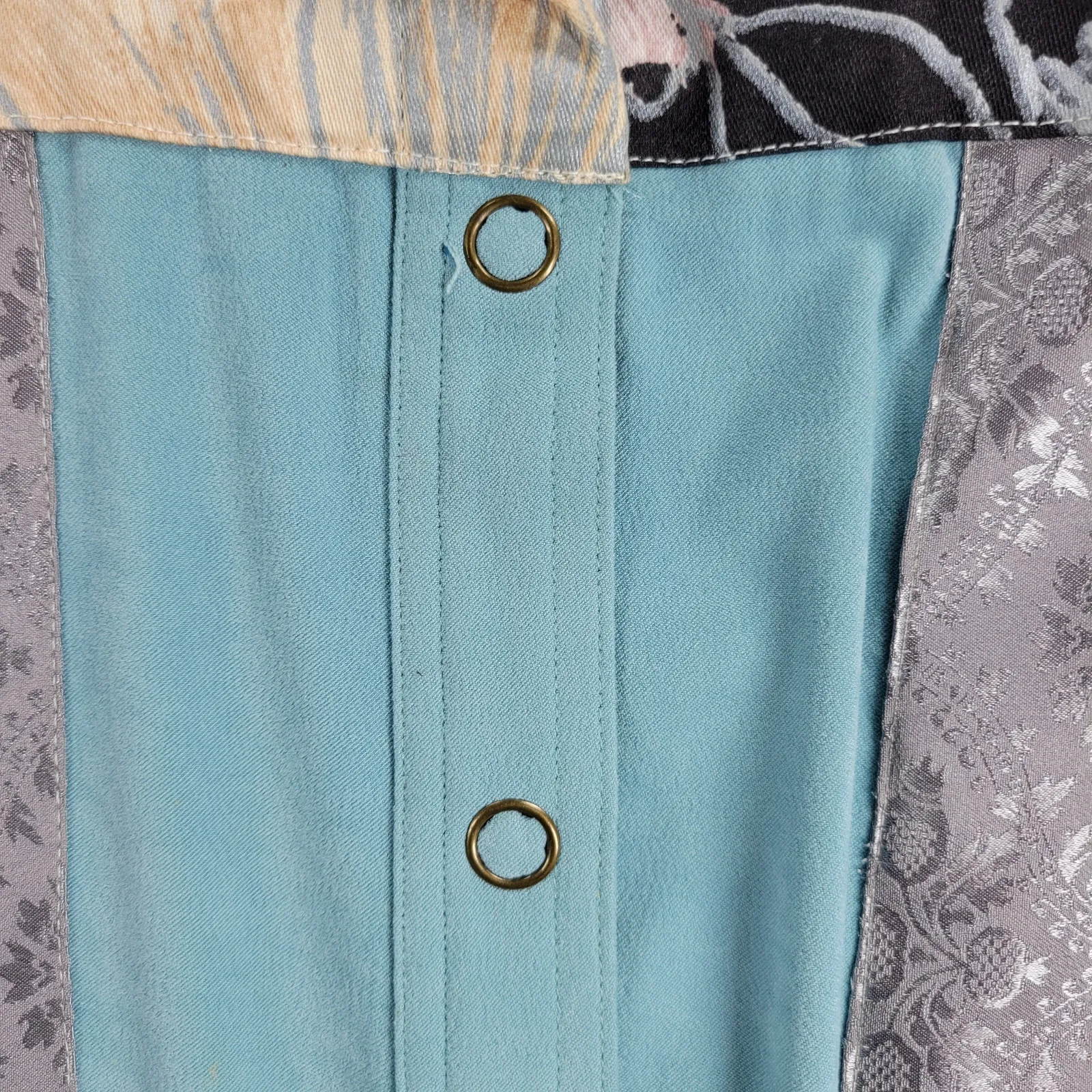 A PittyPat Original Jacket Womens L Blue Pink Floral Autumn Snap Size L - Image 6