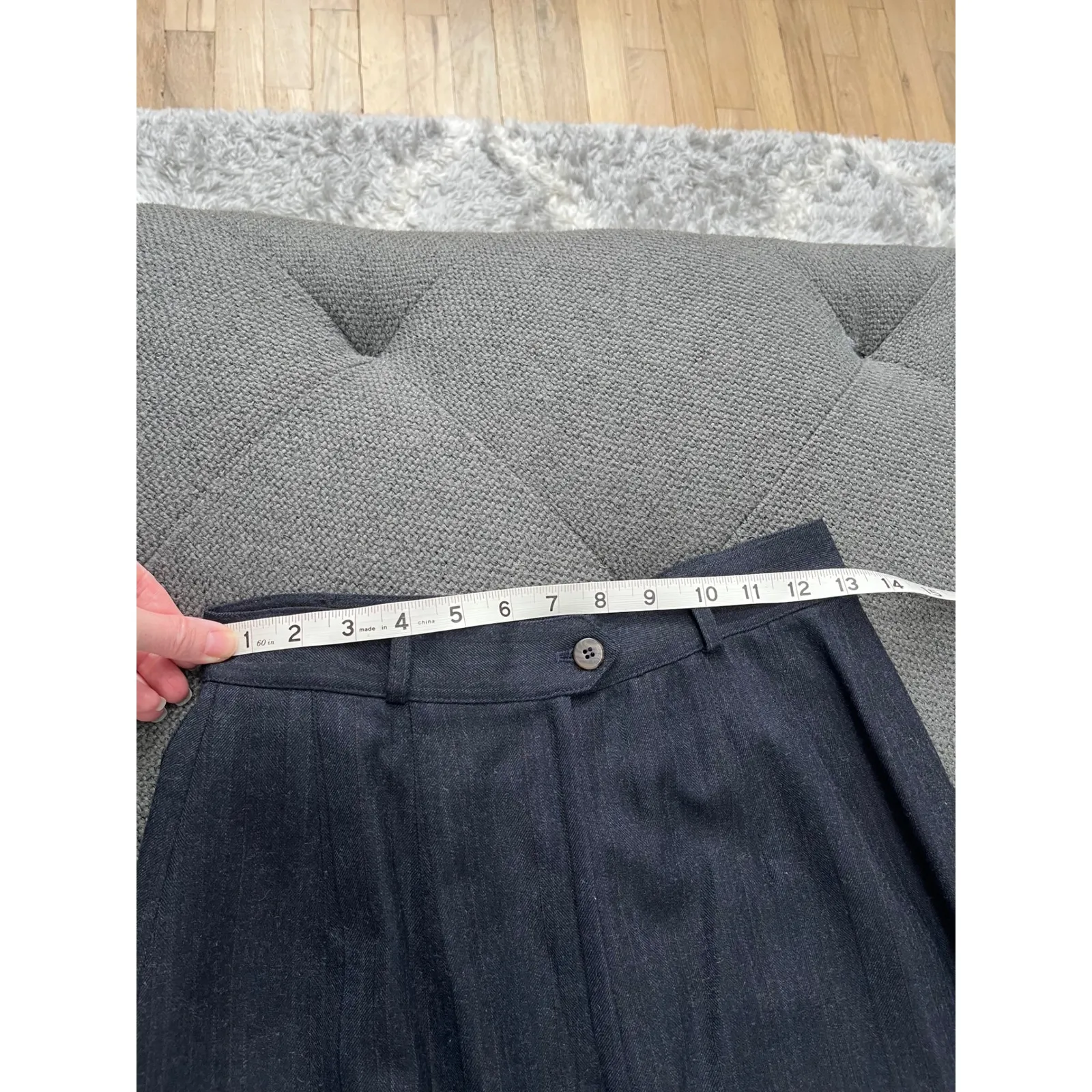 Vintage harve‎ Benard Pinstripe Wool Skirt Suit Petite Blazer Set Size 8 - Image 12