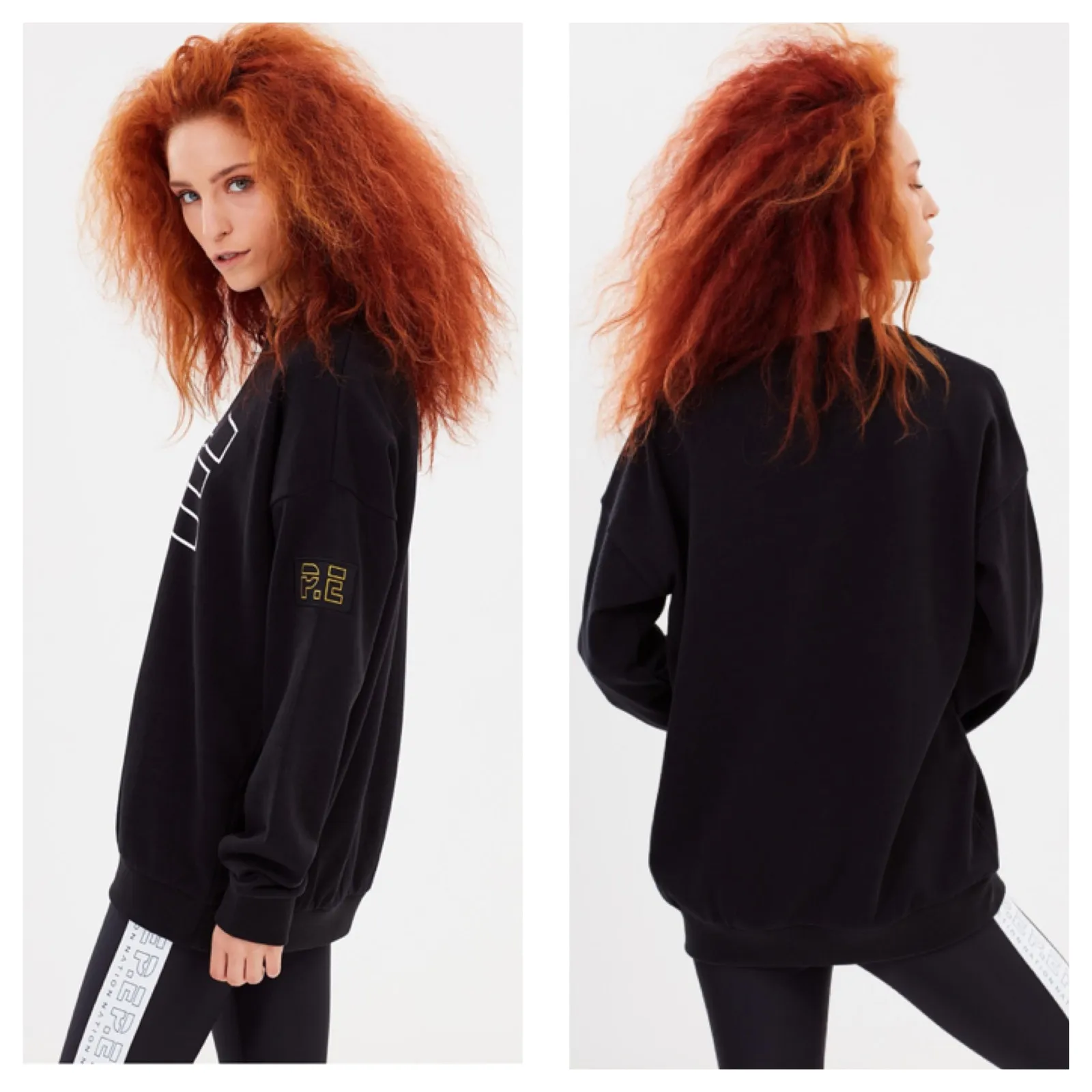 P.E. Nation Heads Up Sweatshirt Size XS Black Oversized Logo Pullover Crewneck - Image 14