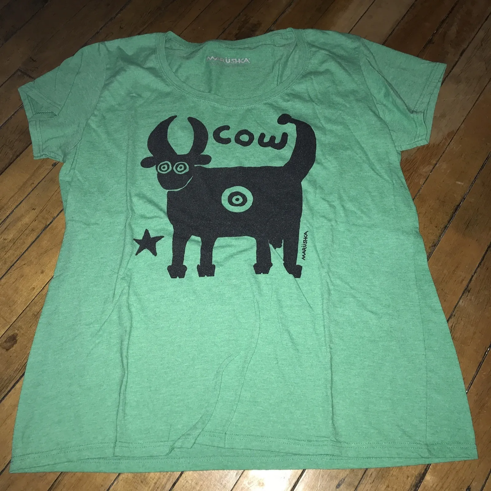 Marushka Womens Scoop Neck Cow XL Green T - Image 2