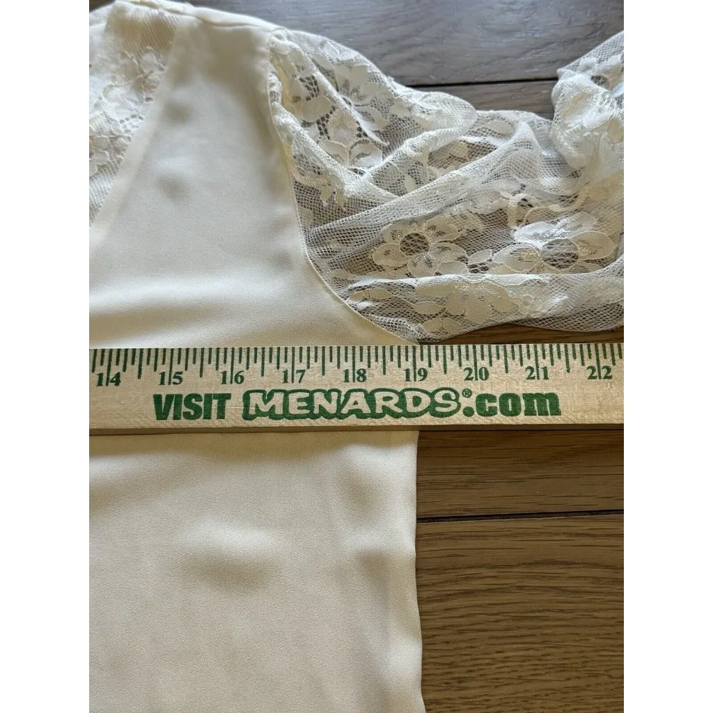 Express Ivory Romantic Floral Lace Victorian style‎ Long sleeve shirt size Small - Image 5