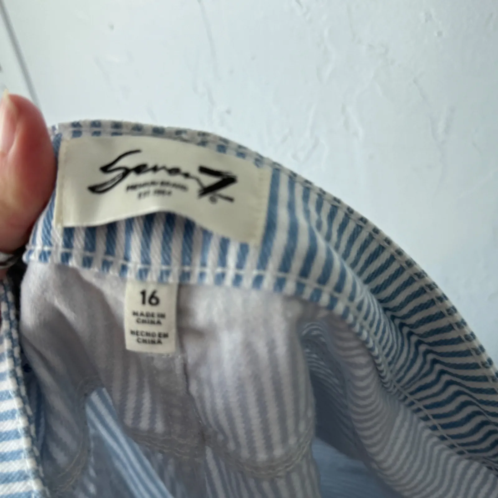 Seven7 Women's Striped Straight Leg‎ Jeans Blue White Size 16 Retro 2010s - Image 8