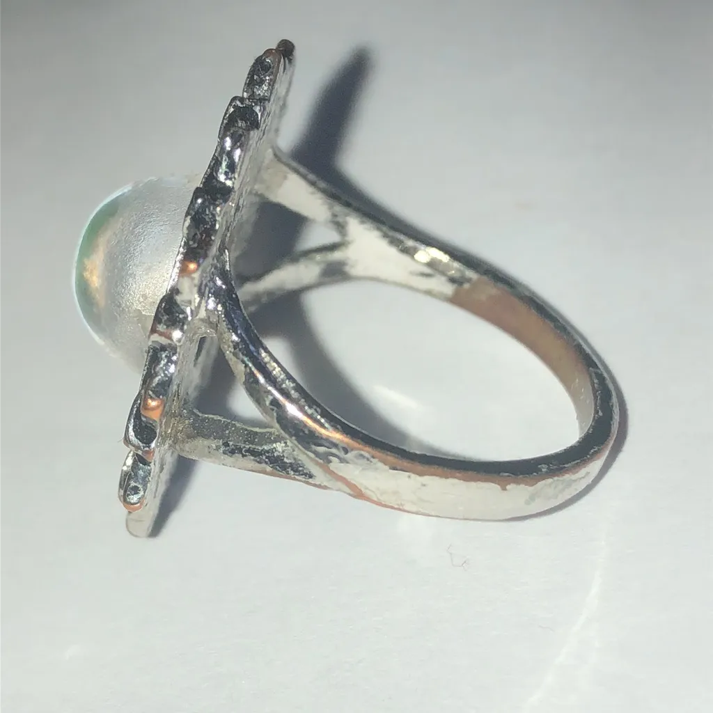 Vintage Style Silver Tone and Blue Boho Ring - Image 5