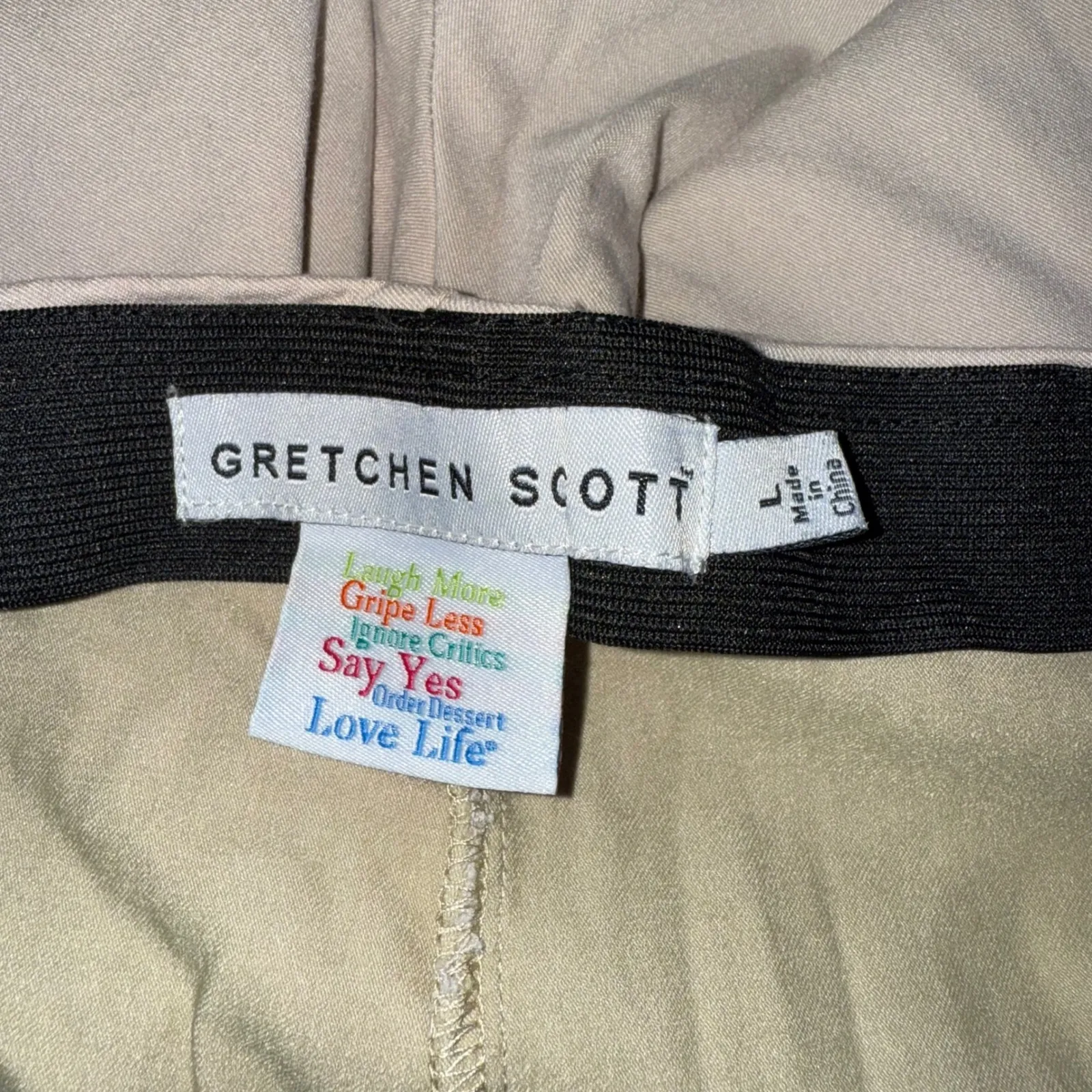 Gretchen Scott Women's Beige Striped Ankle Pants Size L Elastic Waist White Size L - Image 5