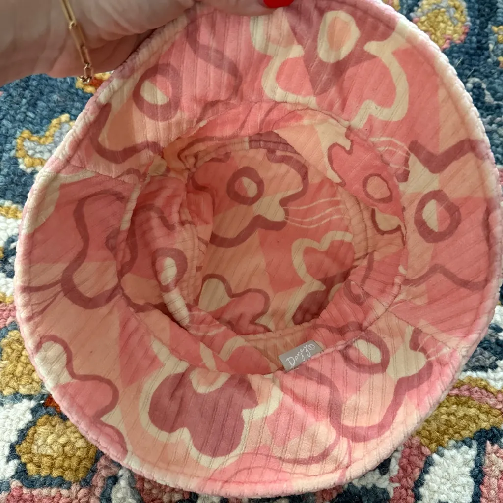 Dazey LA Check Floral Graphic Print Corduroy Bucket Hat - Image 5