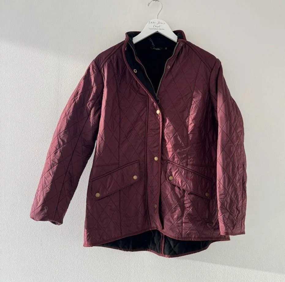 BARBOUR Beadnell Quilted Maroon Jacket 14 - Image 3