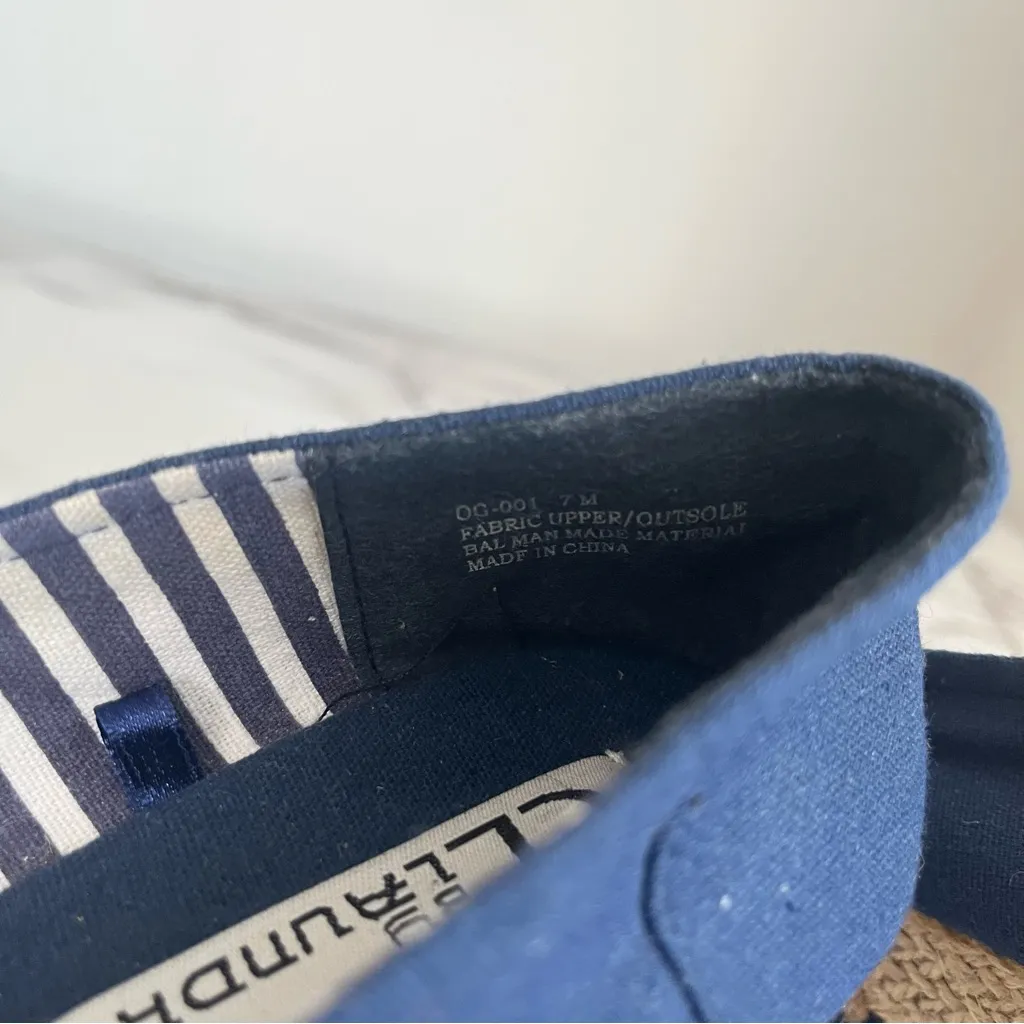 CL By Laundry Navy Blue Open Toe Wedges Size 7M - Image 7