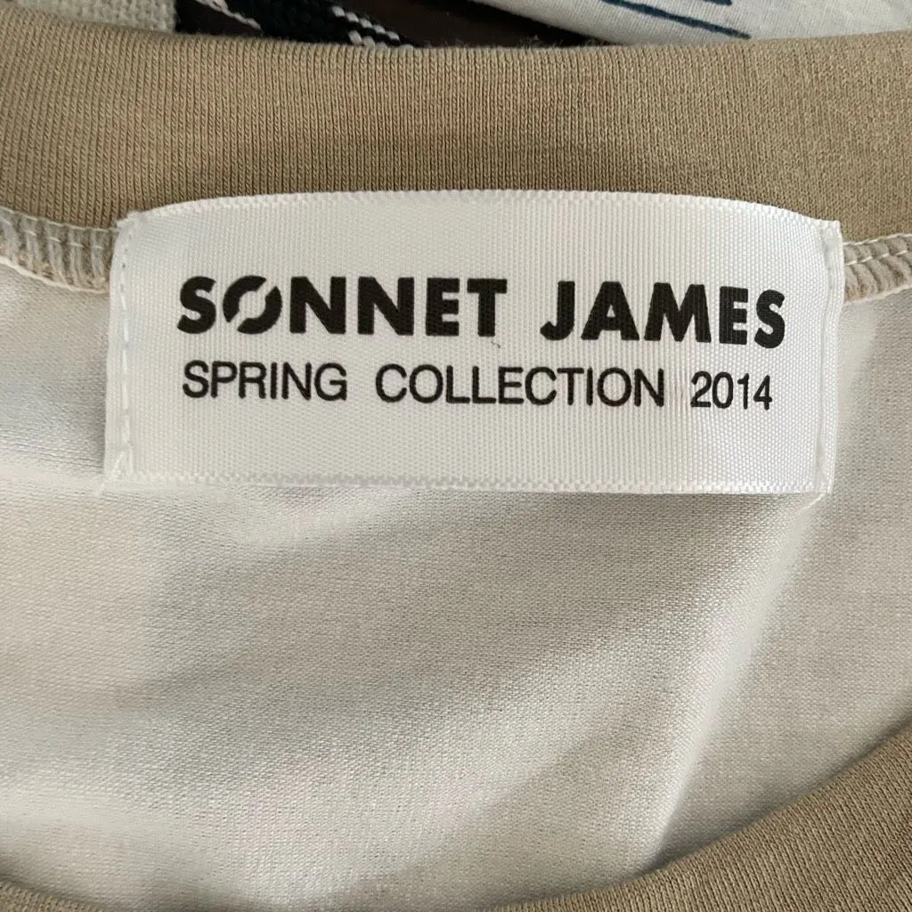 Sonnet James Play Midi Dress White Coral Tan Colorblock 3/4 Sleeve S Orange - Image 6