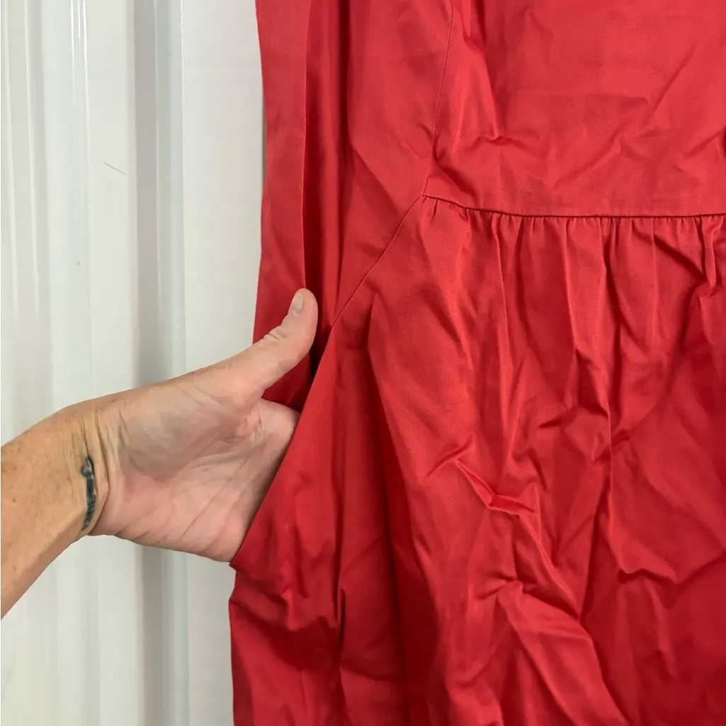 LOFT Vibrant MIDI Waist Coral Dress with Casual Pockets - Image 4