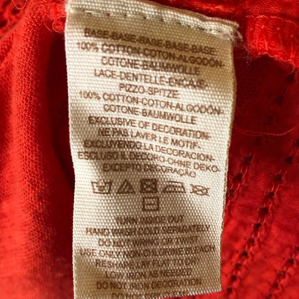 Free People Shirt Orange Cold Shoulder Embroidered Top New M - Image 5