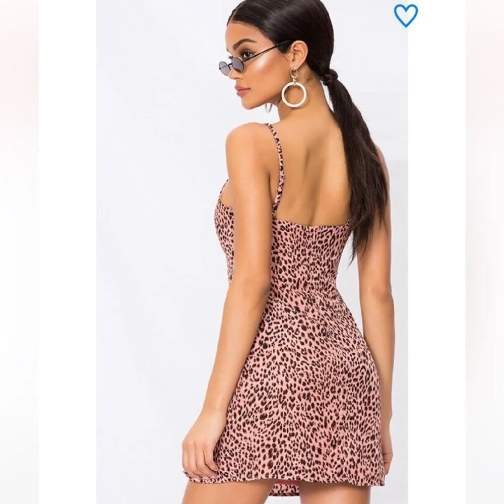 Superdown Revovle kensley high slit shift dress Medium Pink Leopard Cheetah - Image 2