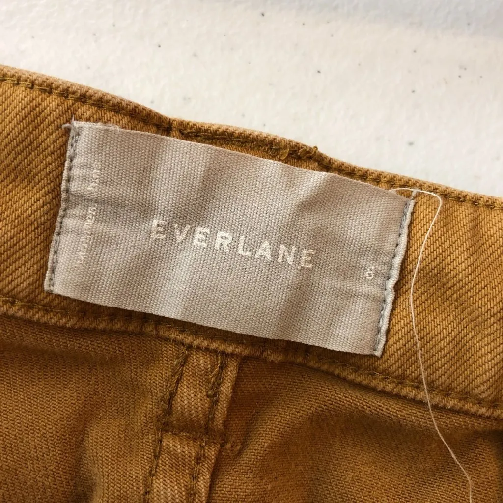 Everlane Womens Cropped Straight Pants Cotton Stretch Mustard Yellow 8 Short - Image 3