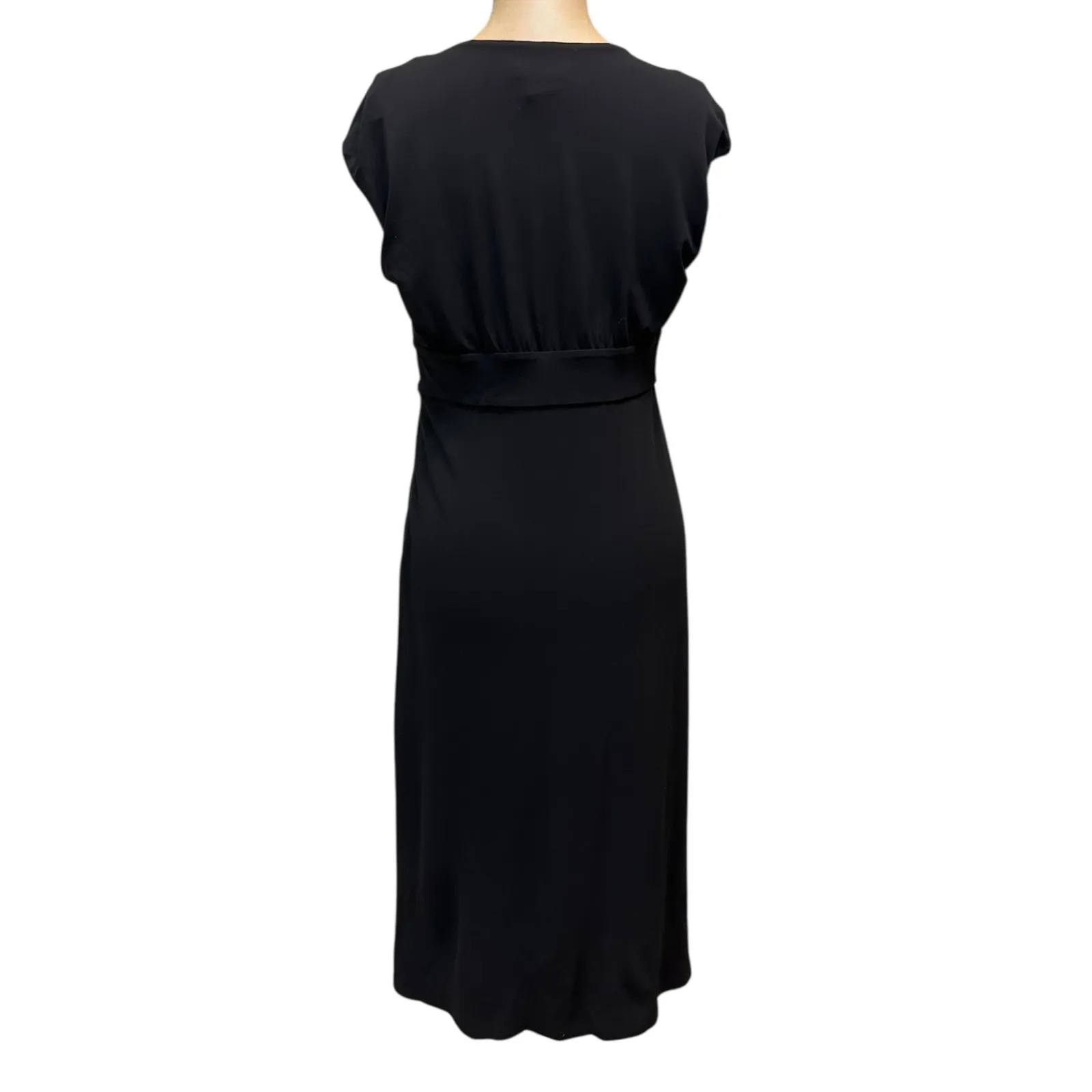 Celine Vintage Sheath Dress Black Jersey Sweetheart Neckline Cap Sleeve size 8 - Image 6