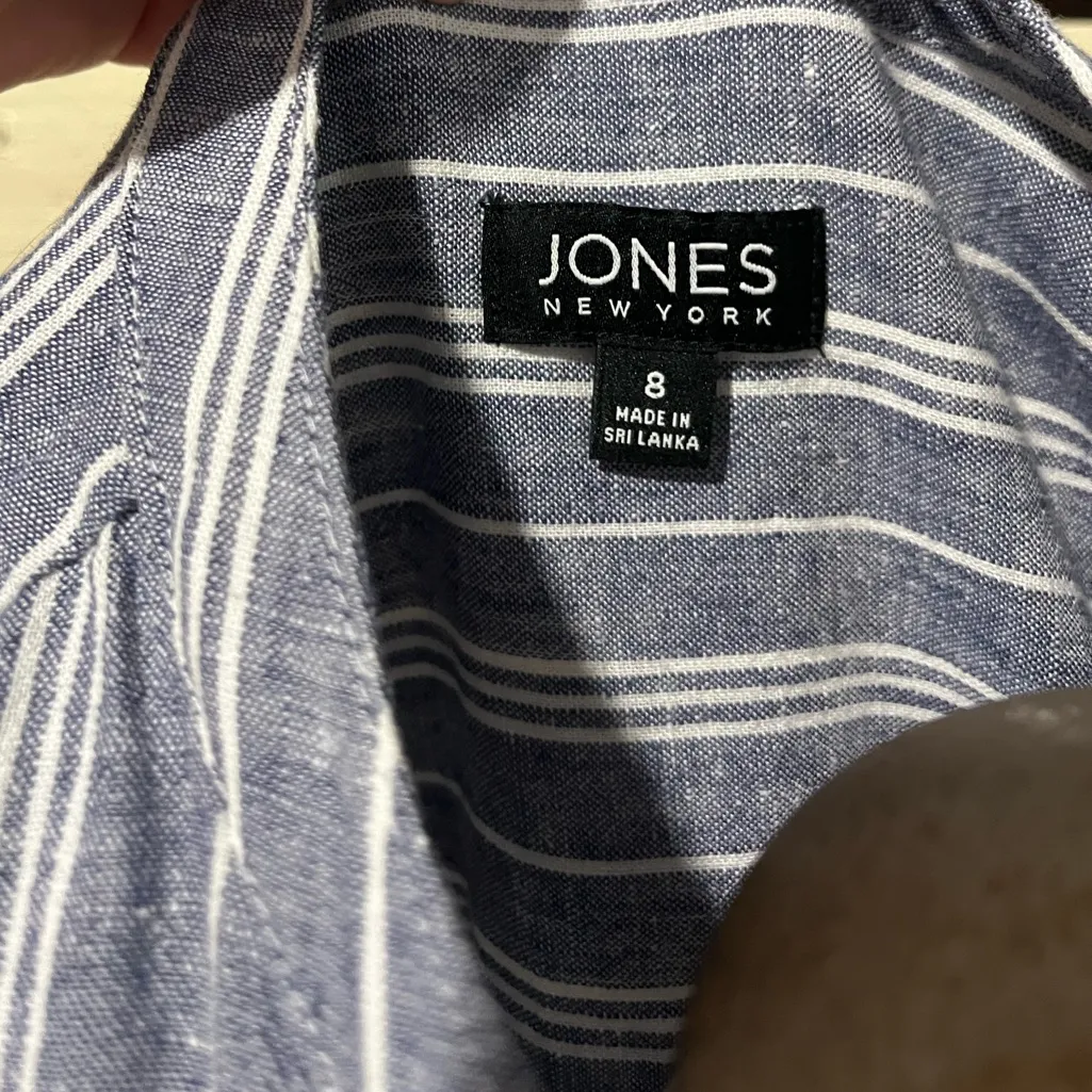 Jones New York Linen Kendall Midi Striped Dress Size 8 - Image 4