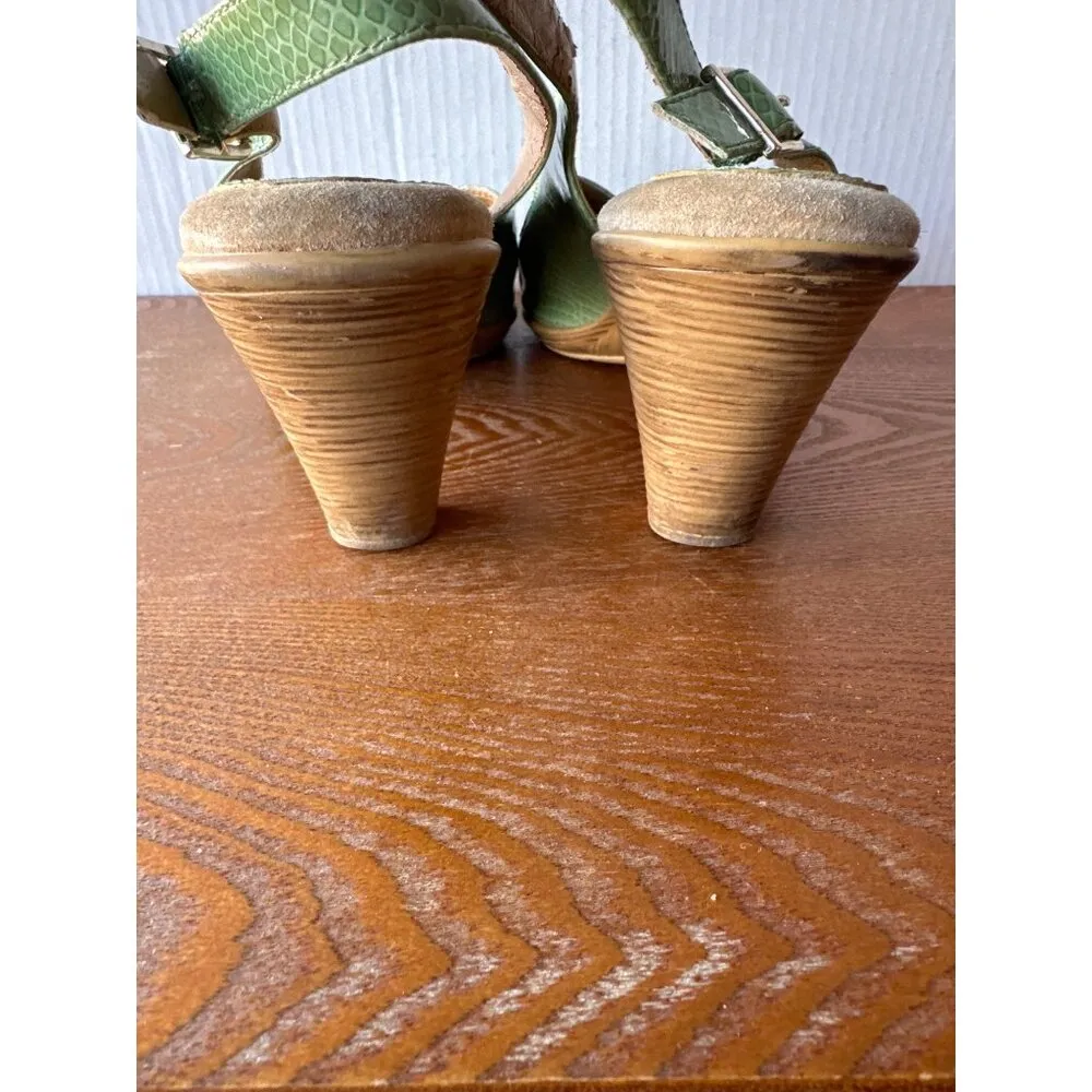 Softspots Shoes Patent Leather Wide Snake Open Toe Shoes Slingback. Size 9.5N - Image 7