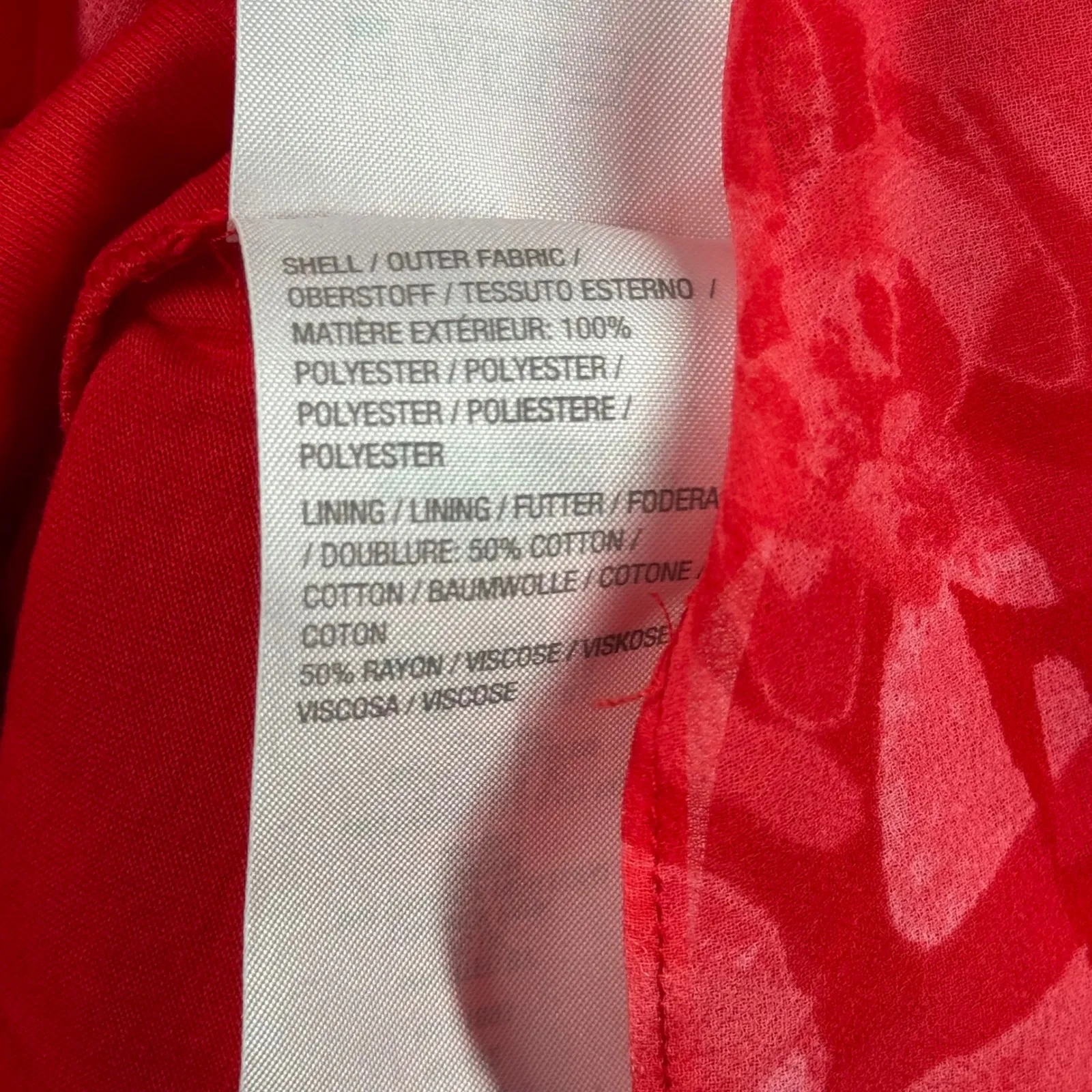 H by Halston Blouse M Red Pink Floral Sleeveless Tunic Chiffon Overlay Career - Image 8