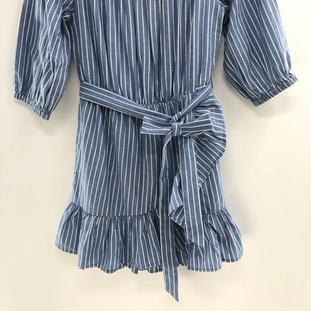 Tularosa Maida Ruffle Dress in Blue‎ & White Stripe S - Image 4