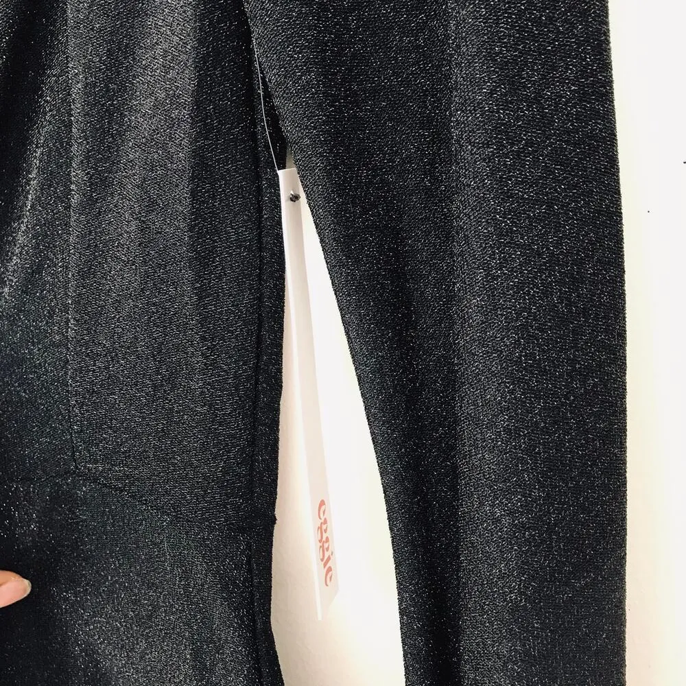 Eggie BB Girl Romper Black Metallic Long Tie Sleeves New Women's Size XS - Image 8