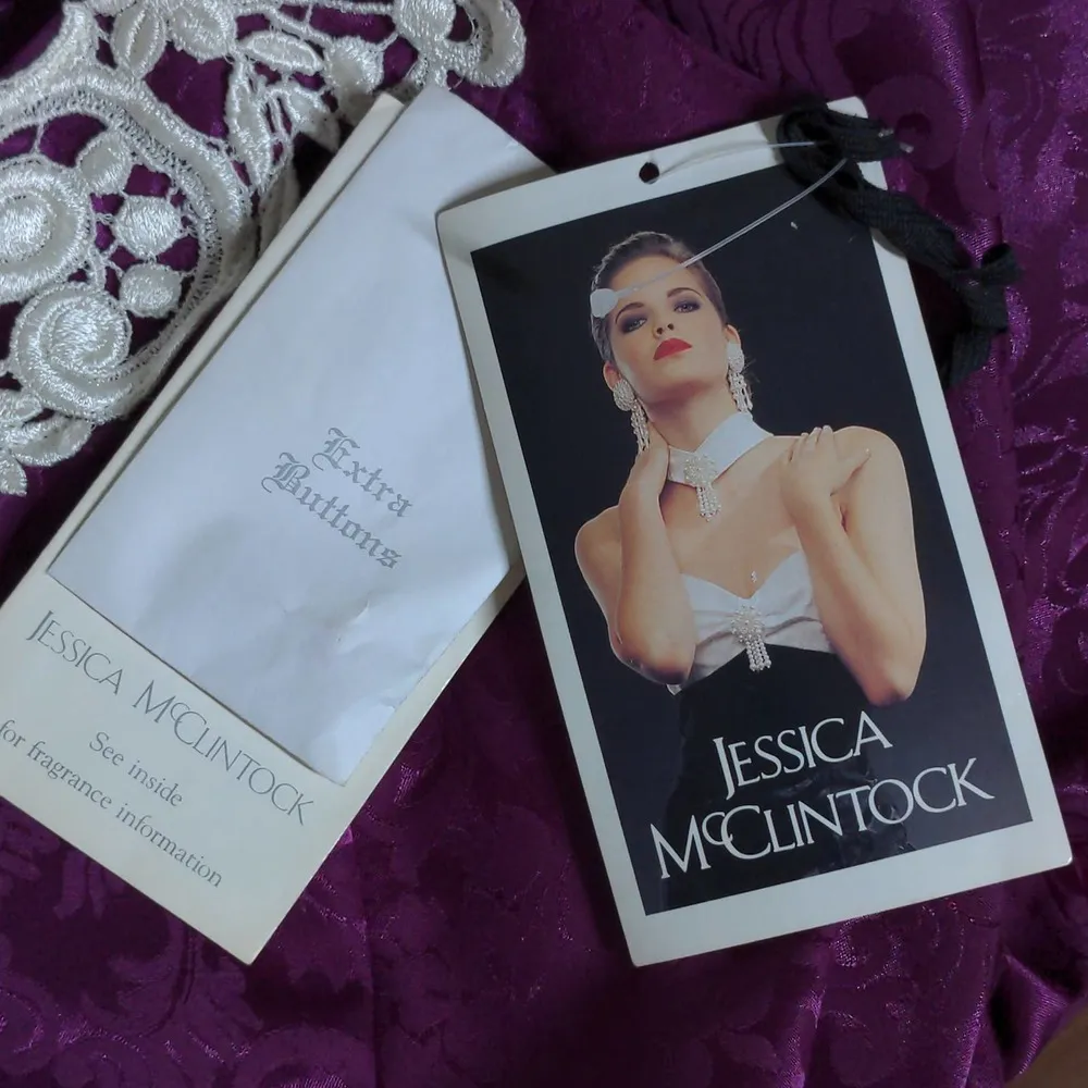 VTG Jessica McClintock Gunne Sax Fit & Flare Dress Damask Purple Juniors 7/8 New - Image 14