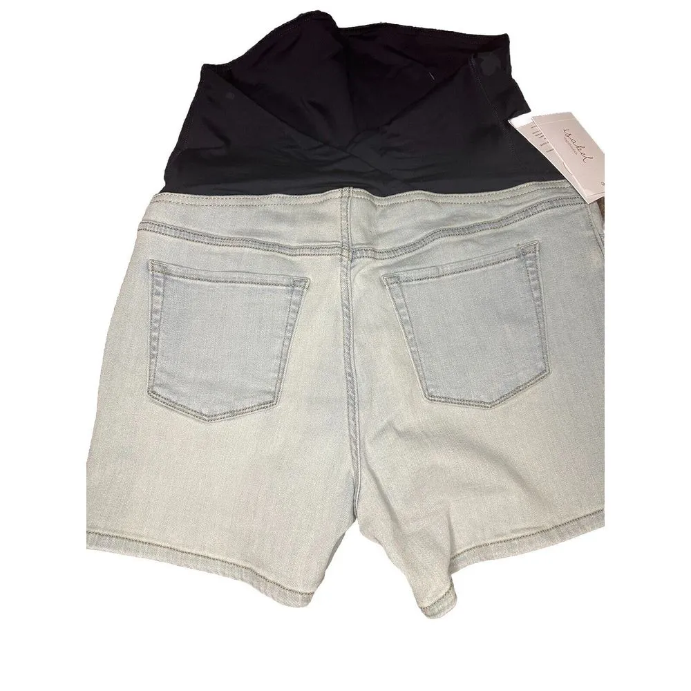 Women's' Crossover Panel Over Belly MIDI Size 10‎ Jean Shorts Isabel Maternity - Image 5