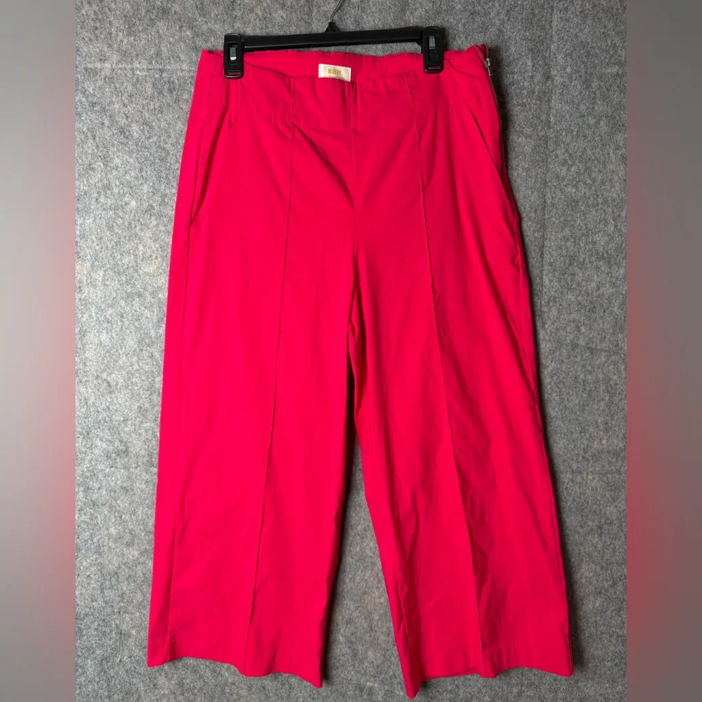 Maeve Women Size 14‎ Hot Pink Stretchy pockets Pintuck Cropped Wide-Leg Pants - Image 2