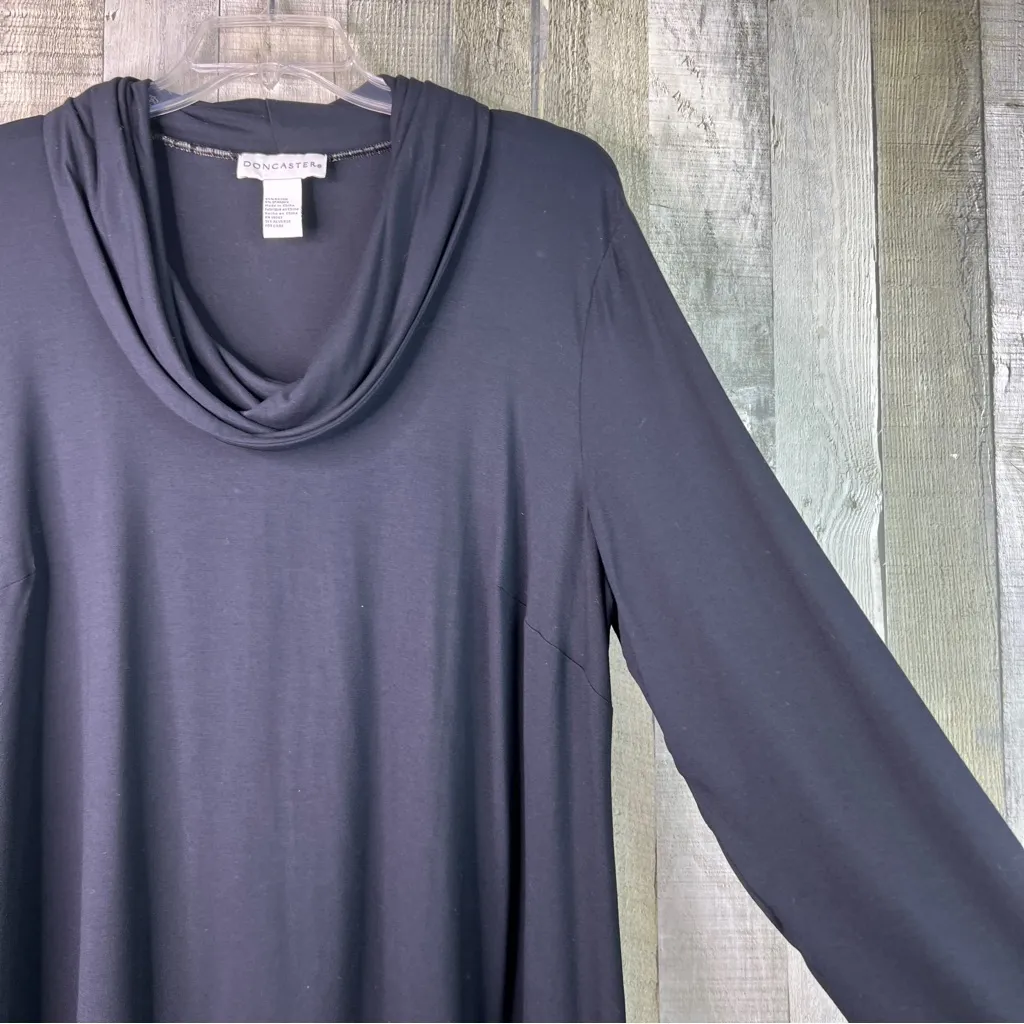 Doncaster Size 2W Black Drop-Neck Turtleneck Long Sleeve Blouse Tunic - Image 3