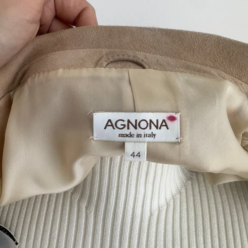 Agnona Jacket Womens XS Tan Suede Leather Quiet Luxury Minimalist Made in Italy - Image 9