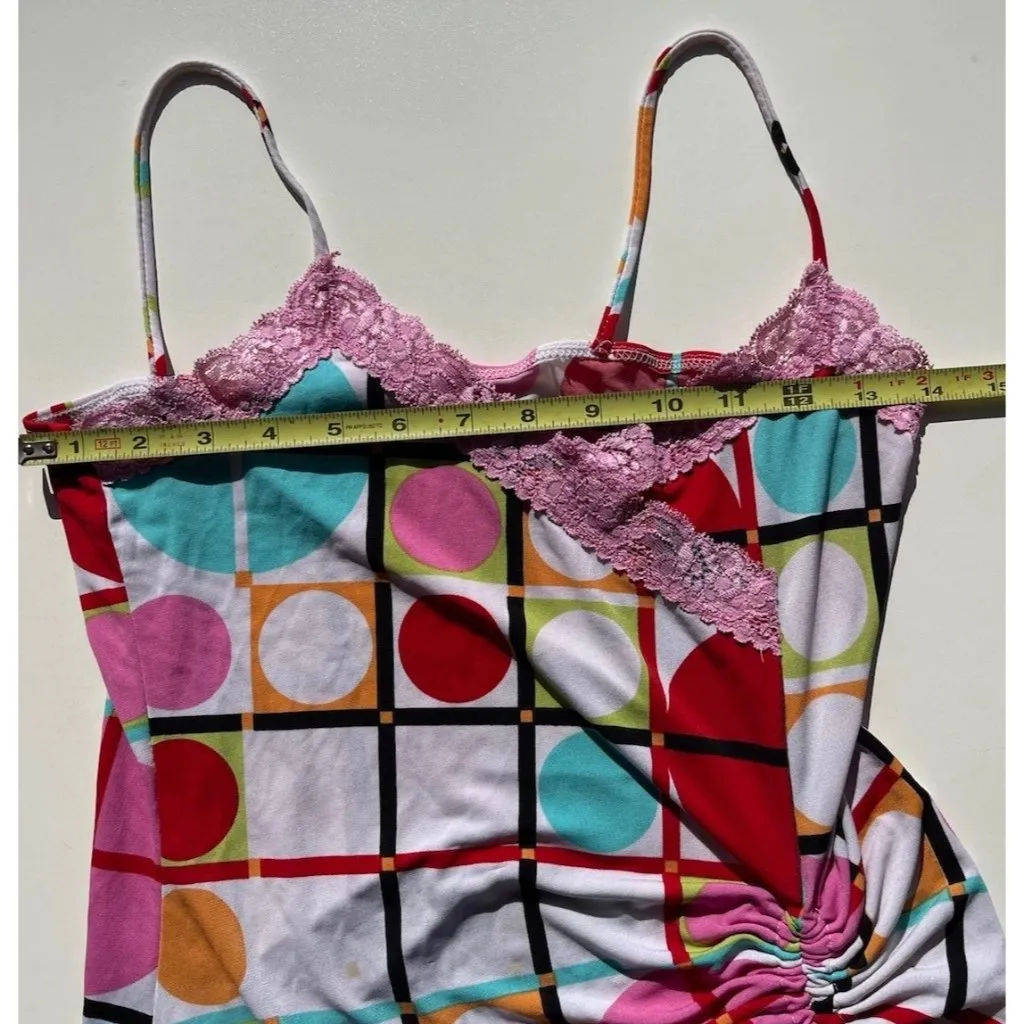 Pretty Good Women’s Size M Pink Lace Y2K Striped Asymmetrical Summer Made in USA - Image 5