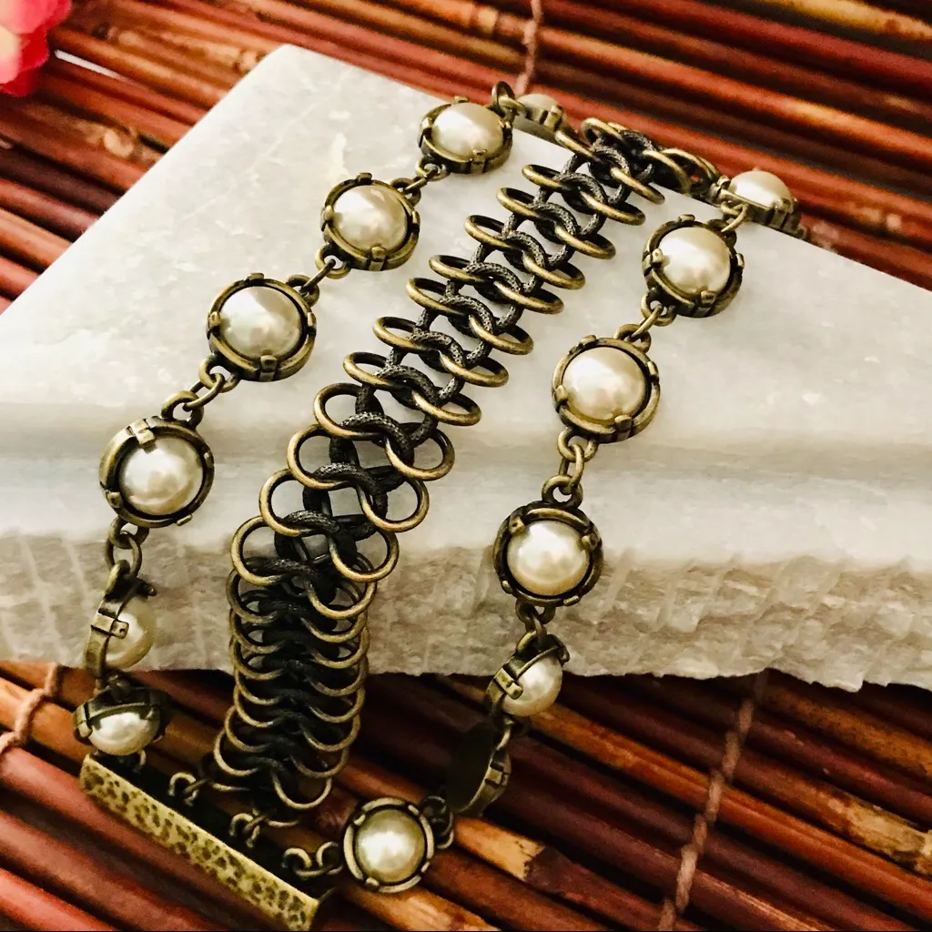 Chico’s Rustic Faux Pearl Magnetic Bracelet - Image 3
