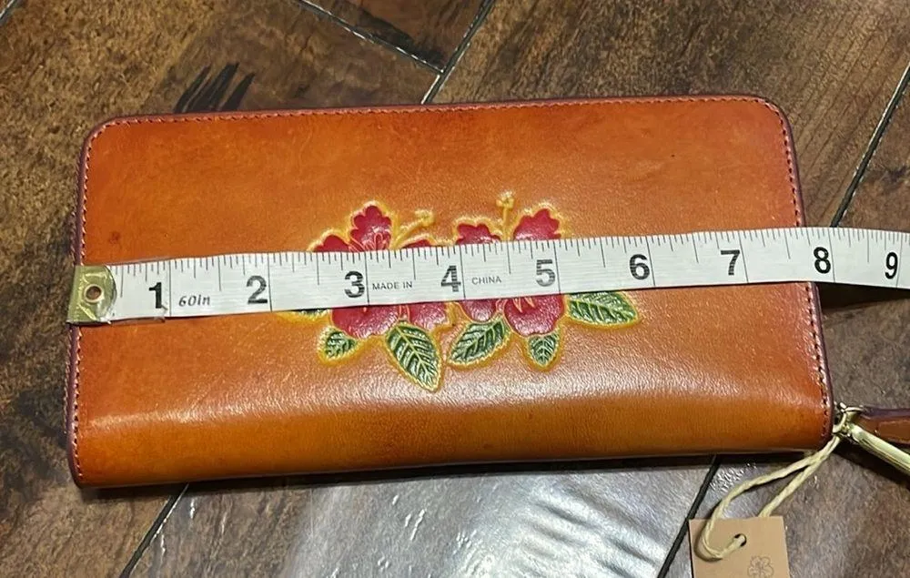 Floral Wristlet Hawaii Hibiscus Flower Embossed Leather Wallet Tropical NWT - Image 7