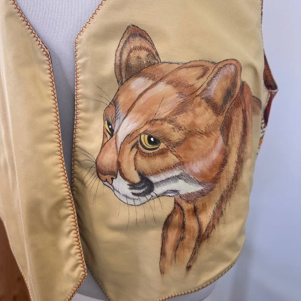 Chaco Canyon Hohokam Tucson AZ Native American Mountain Lion Reversible Vest - Image 5