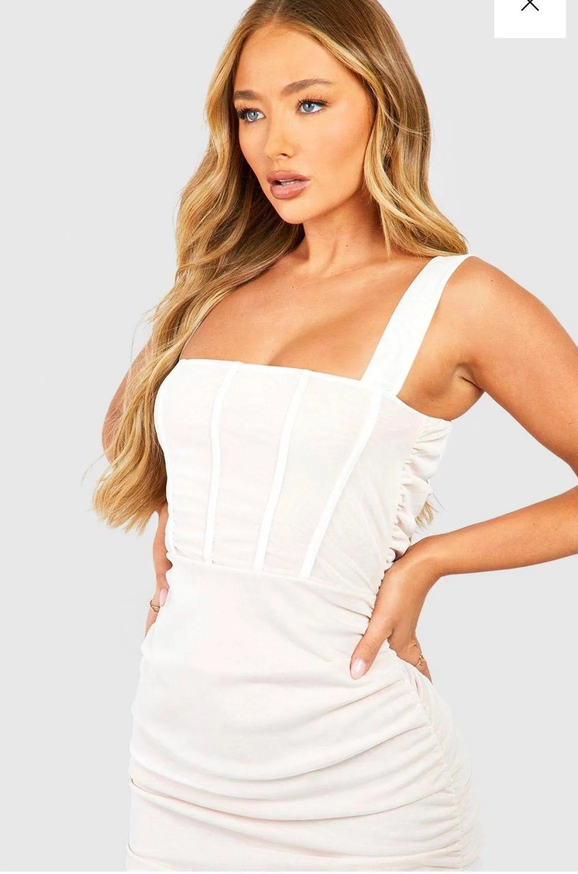 White/Nude Corset Dress - Image 2