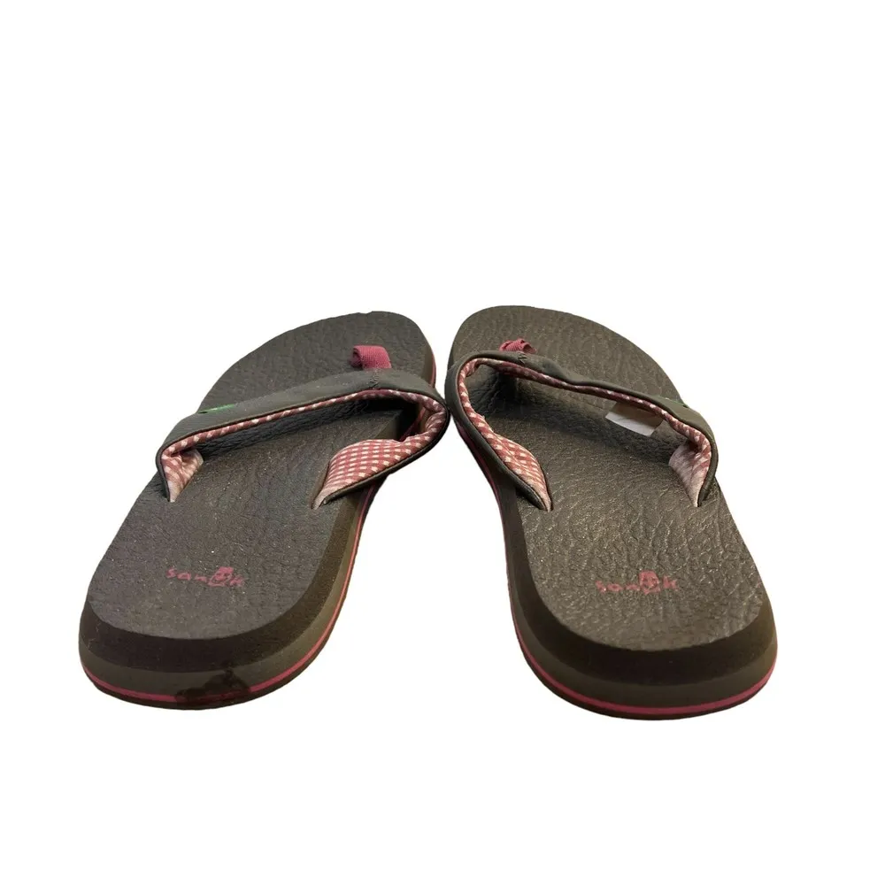 Sanuk Brown Pink Yoga Mat Flip Flop Sandals Women's Size 6 - Image 4