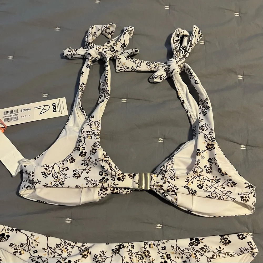 NWT MINK PINK - White Floral DAWSON TIE BIKINI SET M Top L Bottom - Image 6