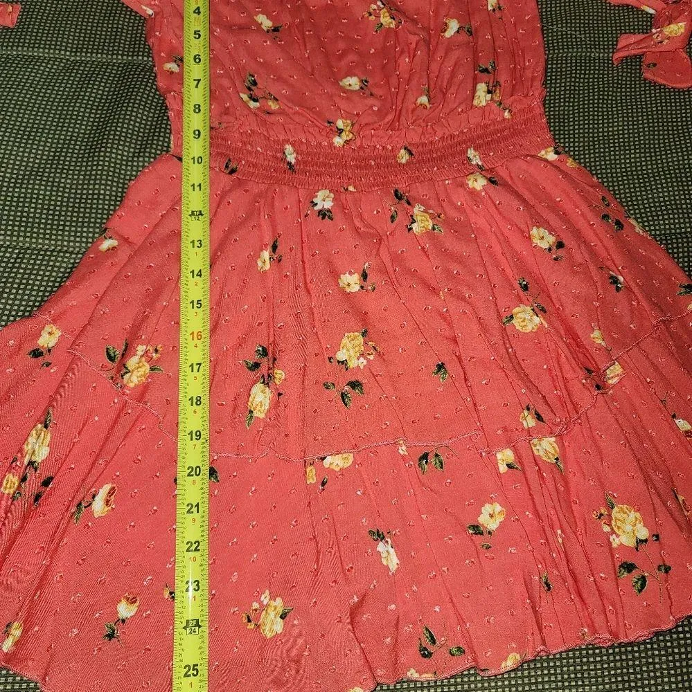 Favlux Women's Red 100% Rayon Ruffle Swiss Dot Floral Casual Romper Size Large - Image 15