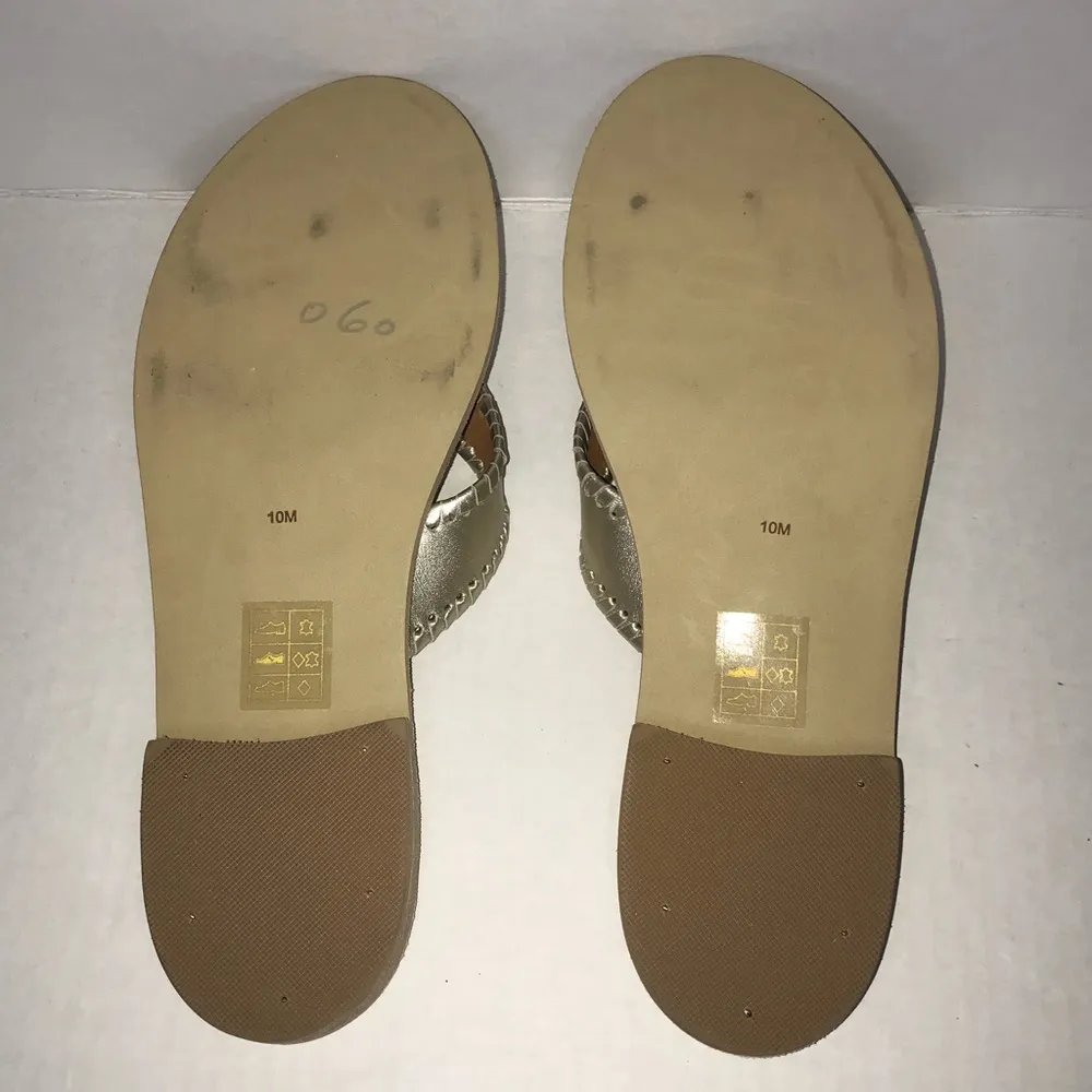 Jack Rogers RO Sandals Platinum (Gold-Silver) Whipstitch Flip Flop Sz 9.5 NWOT - Image 11