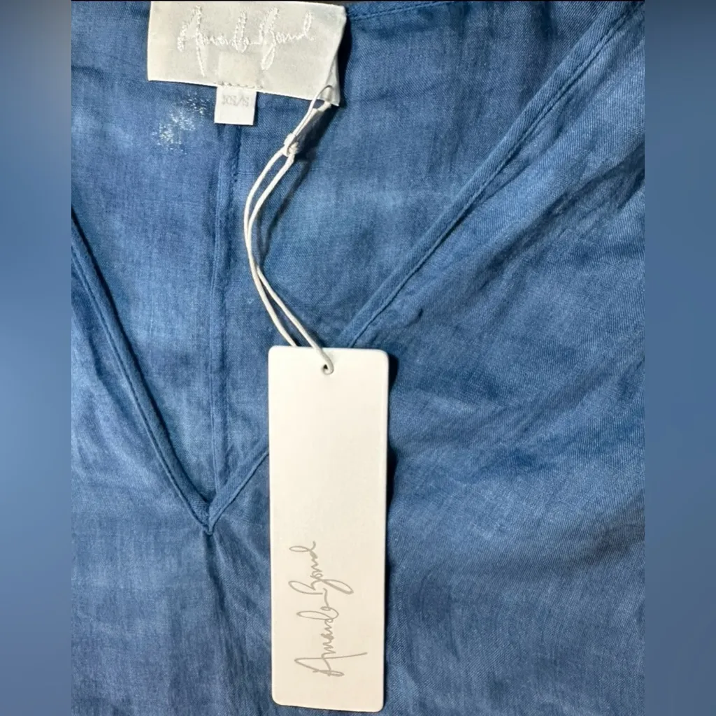 Amanda Bond Hand-Dyed Blue Ramie Caftan Dress XS/S Resort Hand Dyed Rare NWT - Image 8