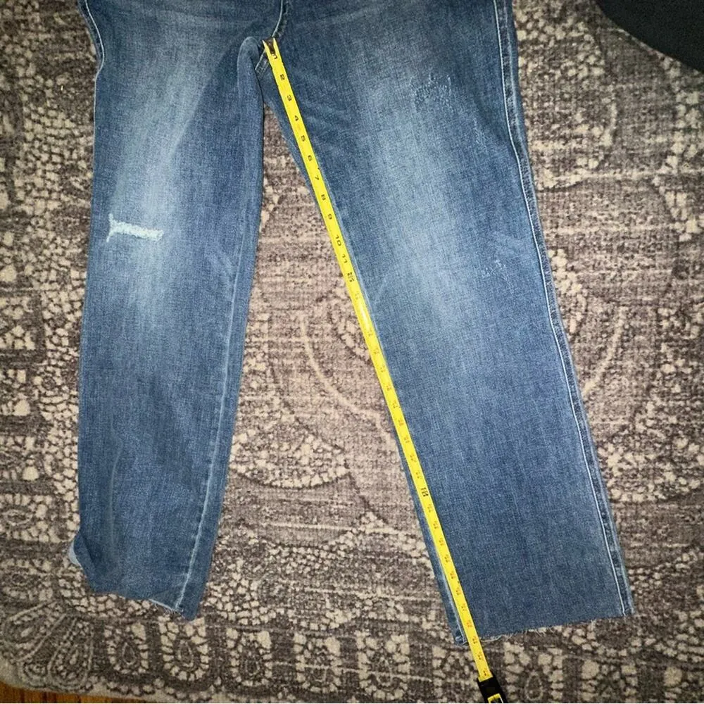 Judy Blue Women’s Size 32 15 High Waist Tummy Cut Raw Hem Straight Leg Jeans - Image 14