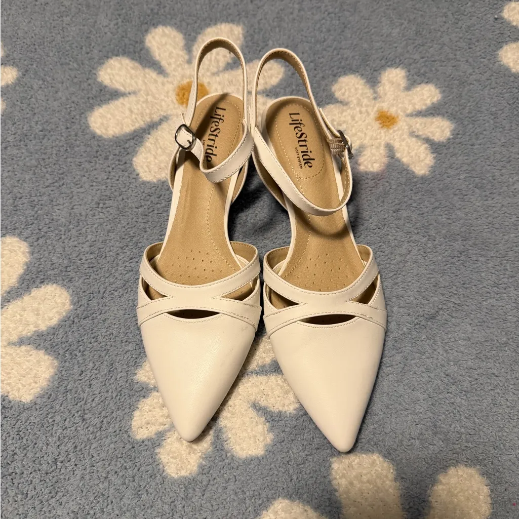Life Stride White Strappy Heels - Image 2