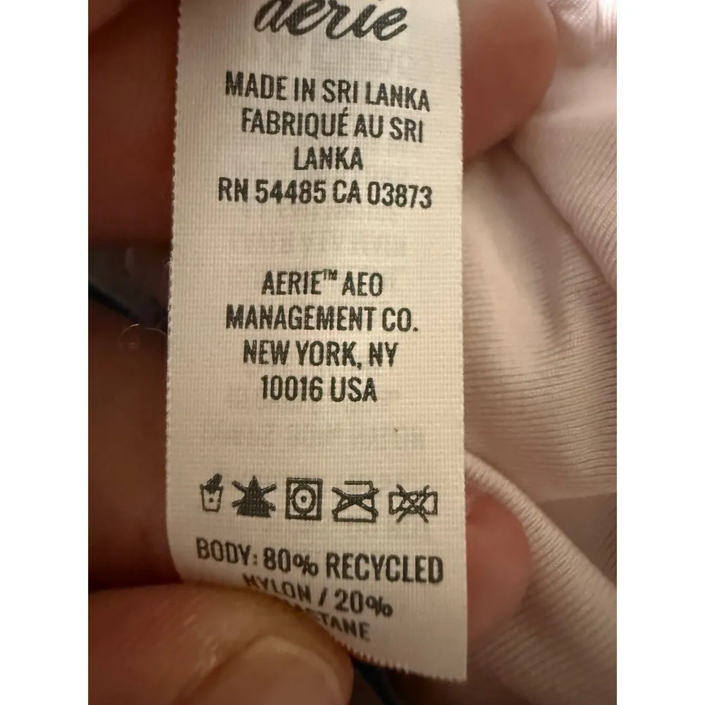 Aerie Floral Scoop Back Square Neck Bikini Top Tie Back Blue Size Large - Image 4